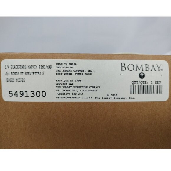 The Bombay Company Luxurious Black Pearl Floral Napkin Ring Set - Picture 12 of 12